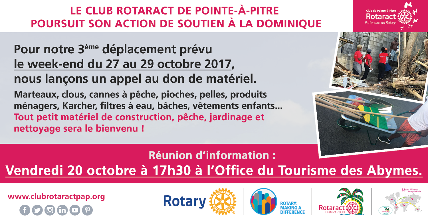 Appel au don de matériel pour la Dominique